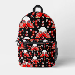 Folk Art Owl Printed Backpack