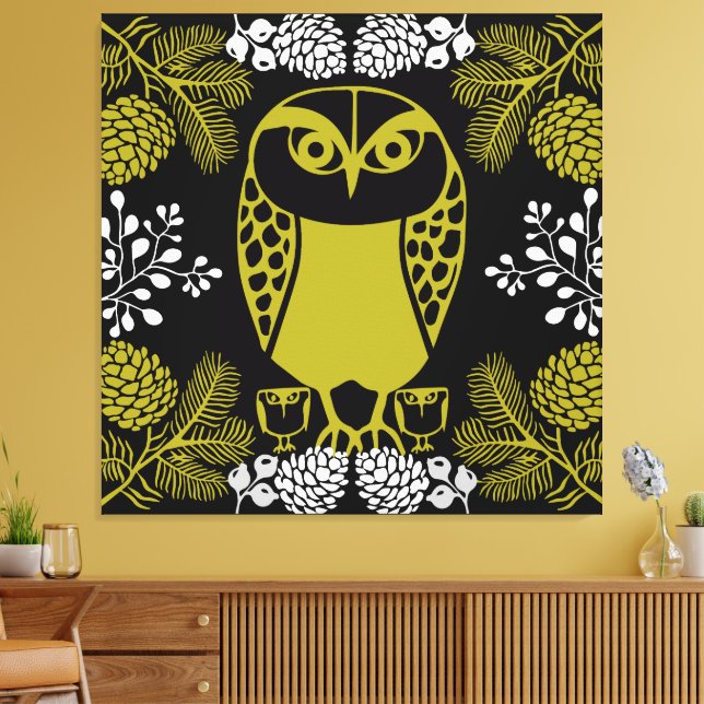 Folk Art Owl Prints (Insitu(LivingRoom))