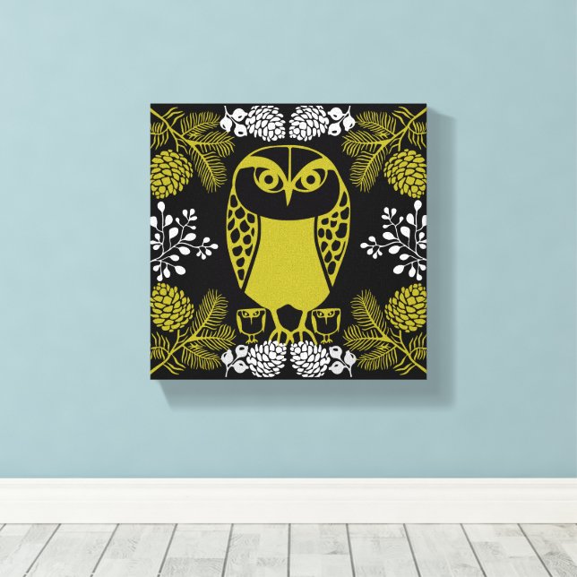 Folk Art Owl Prints (Insitu(Wood Floor))