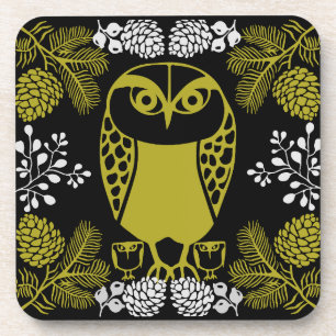 Folk Art Owl Prints Coaster