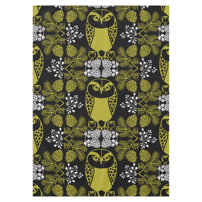 Folk Art Owl Prints Tablecloth (Front)