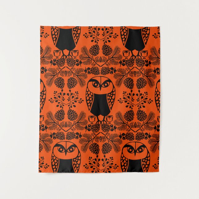 Folk Art Owl Prints Tapestry (Front)
