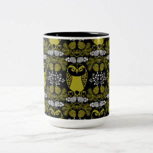 Folk Art Owl Prints Two-Tone Coffee Mug