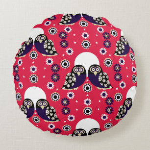 Folk Art Owl Round Cushion