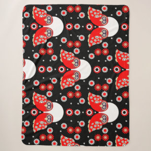 Folk Art Owl Sherpa Blanket