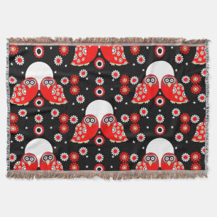 Folk Art Owl Throw Blanket