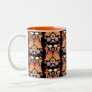 Folk Art Owl Two-Tone Coffee Mug