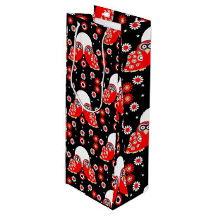 Folk Art Owl Wine Gift Bag