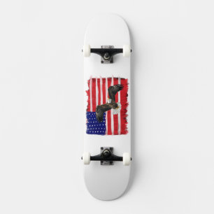 Folk Art Painted Flag And Eagle Skateboard