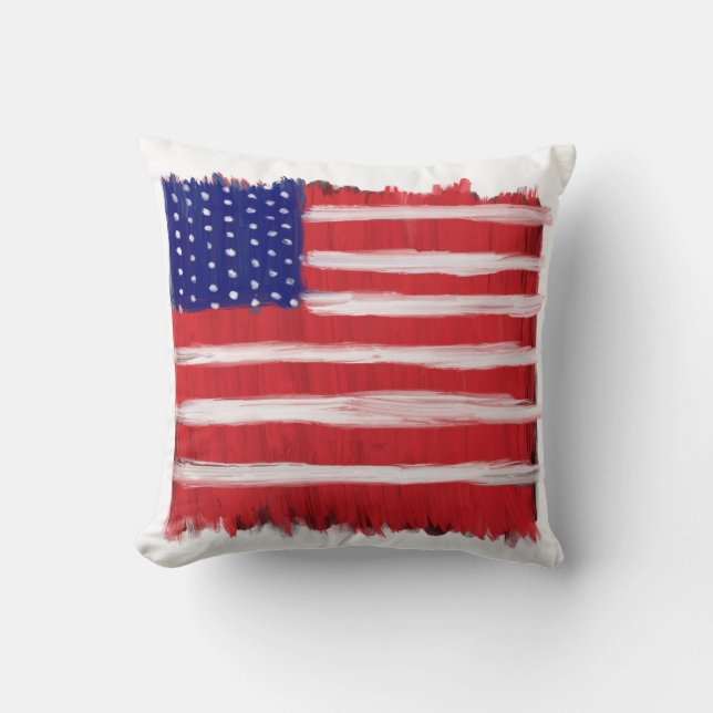 Folk Art Painted Flag Cushion (Front)