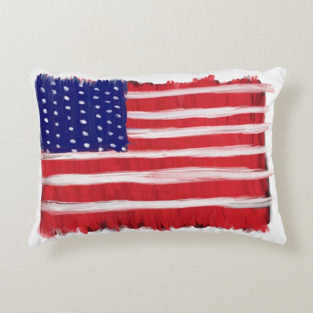 Folk Art Painted Flag Decorative Cushion (Front)
