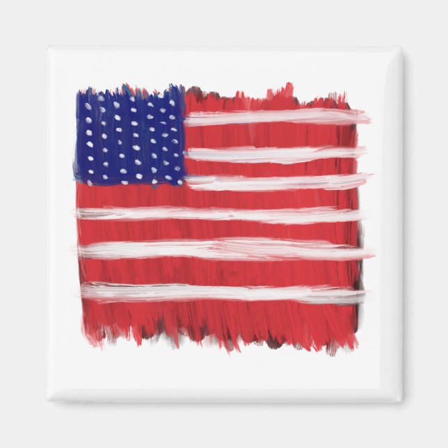 Folk Art Painted Flag Magnet (Front)
