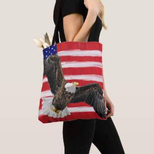 Folk Art Painted Flag With Eagle Tote Bag