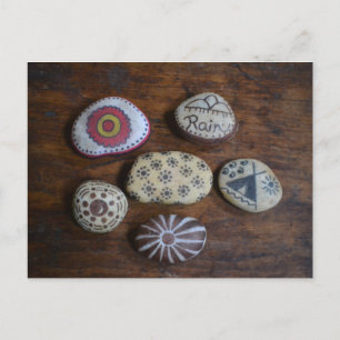 Folk Art Painted Stones Postcard