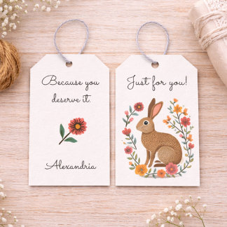 Folk Art Rabbit Any Occasion Gift Tags