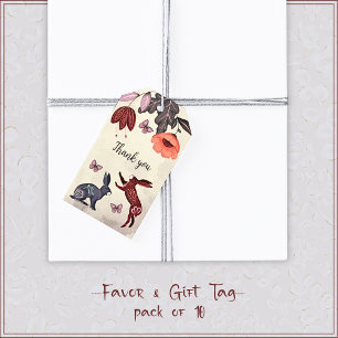 Folk Art Rabbit Butterfly Hygge Floral Birthday  Gift Tags