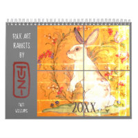 Folk Art Rabbits by Tuzi Willams Rabbit Tile & Art