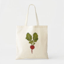 Folk Art Radish Red and Green Printmaking Style