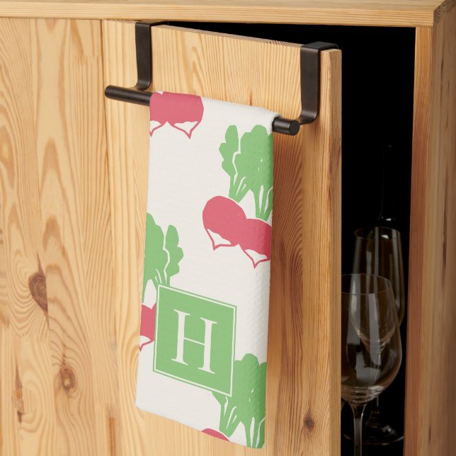 Folk Art Radish Scatter Tea Towel (Thirds Fold)