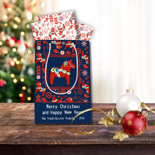 Folk Art Red Swedish Dala Horse Folk Art Pattern Medium Gift Bag