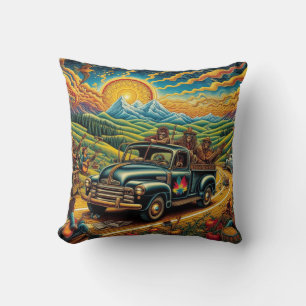 Folk Art Road Trip Cushion