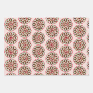 Folk art rosemaling gingerbread houses wrapping paper sheet