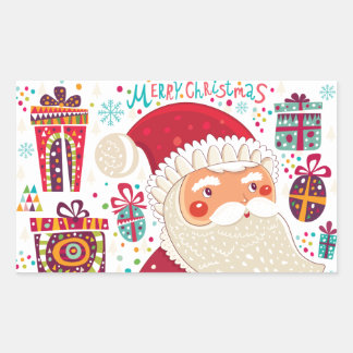 Folk Art Santa Claus Rectangular Sticker