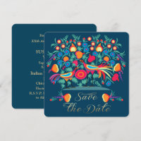 Folk Art Save the Date Wedding Anniversary Card