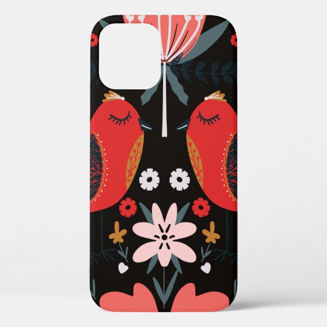 folk art scandinavian colourful pattern with flora Case-Mate iPhone case (Back)