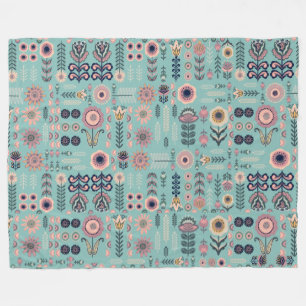 Folk Art Seamless Pattern Fleece Blanket
