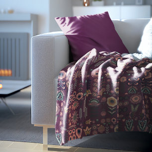 Folk Art Seamless Pattern Fleece Blanket