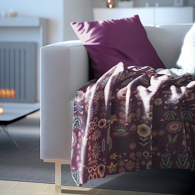 Folk Art Seamless Pattern Fleece Blanket (Folk Art Seamless Pattern Fleece Blanket)