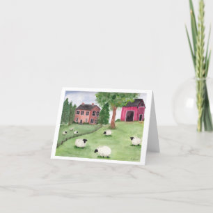 Folk Art Sheep Thank You Card
