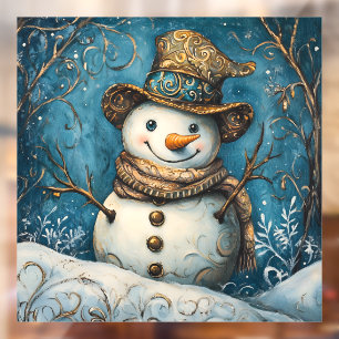 Folk Art Snowman Window Cling