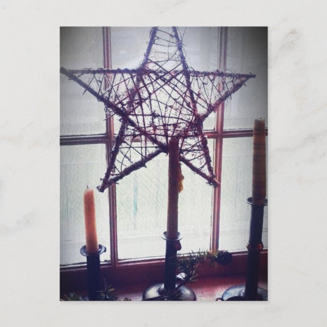 Folk Art Star and Candles Still Life Postcard (Front)