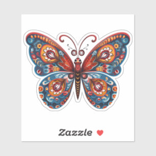 Folk Art Style Butterfly Sticker