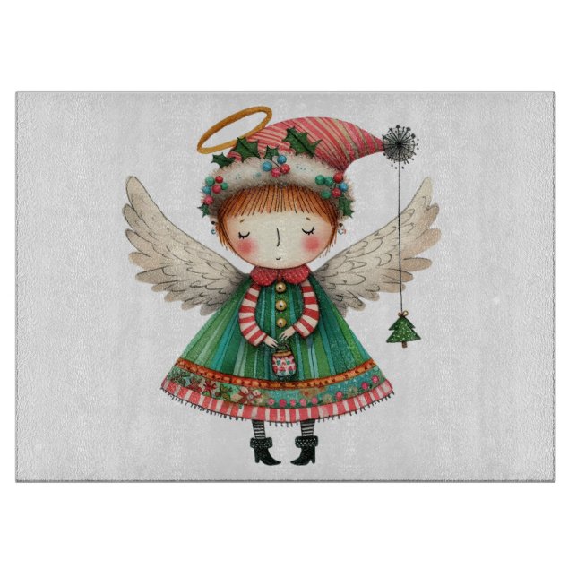 Folk Art Style Cute Angel Cutting Board (Front)