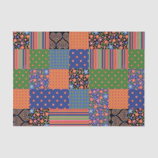 Folk Art Style Faux Patchwork Tissue Paper (Front)