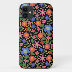 Folk Art Style Floral, Black iPhone 5 Xtreme Case