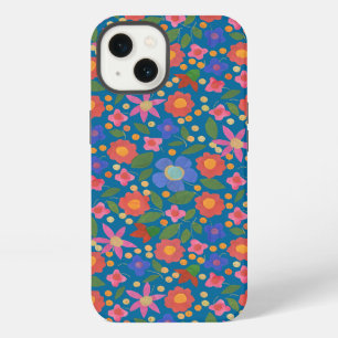 Folk Art Style Floral on blue iPad Mini Case