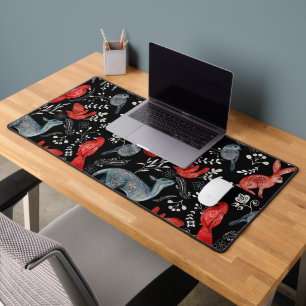 Folk-art style floral pattern designs desk mat