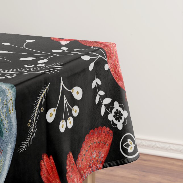 Folk-art style floral  pattern designs tablecloth (In Situ)