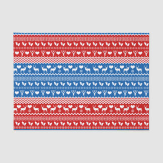 Folk Art Sweater Style Reindeer and Snowflakes Tissue Paper