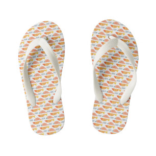 Folk Art Swimming Fish Pattern Kid's Flip Flops