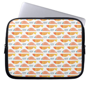 Folk Art Swimming Fish Pattern Laptop Sleeve