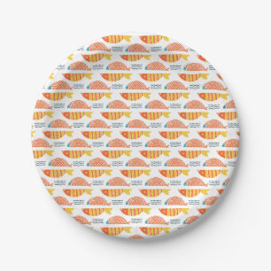 Folk Art Swimming Fish Pattern Paper Plate