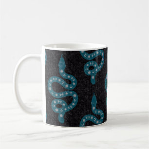 Folk Art Textured Grungy Witchy Snake blue grey Coffee Mug
