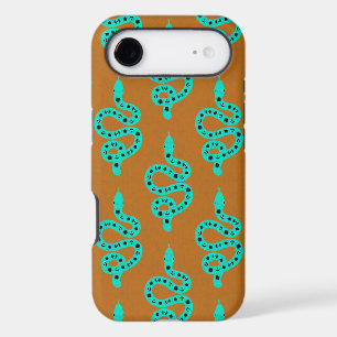 Folk Art Textured Grungy Witchy Snake green orange