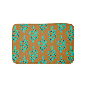 Folk Art Textured Grungy Witchy Snake green orange Bath Mat