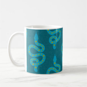 Folk Art Textured Grungy Witchy Snake green yellow Coffee Mug